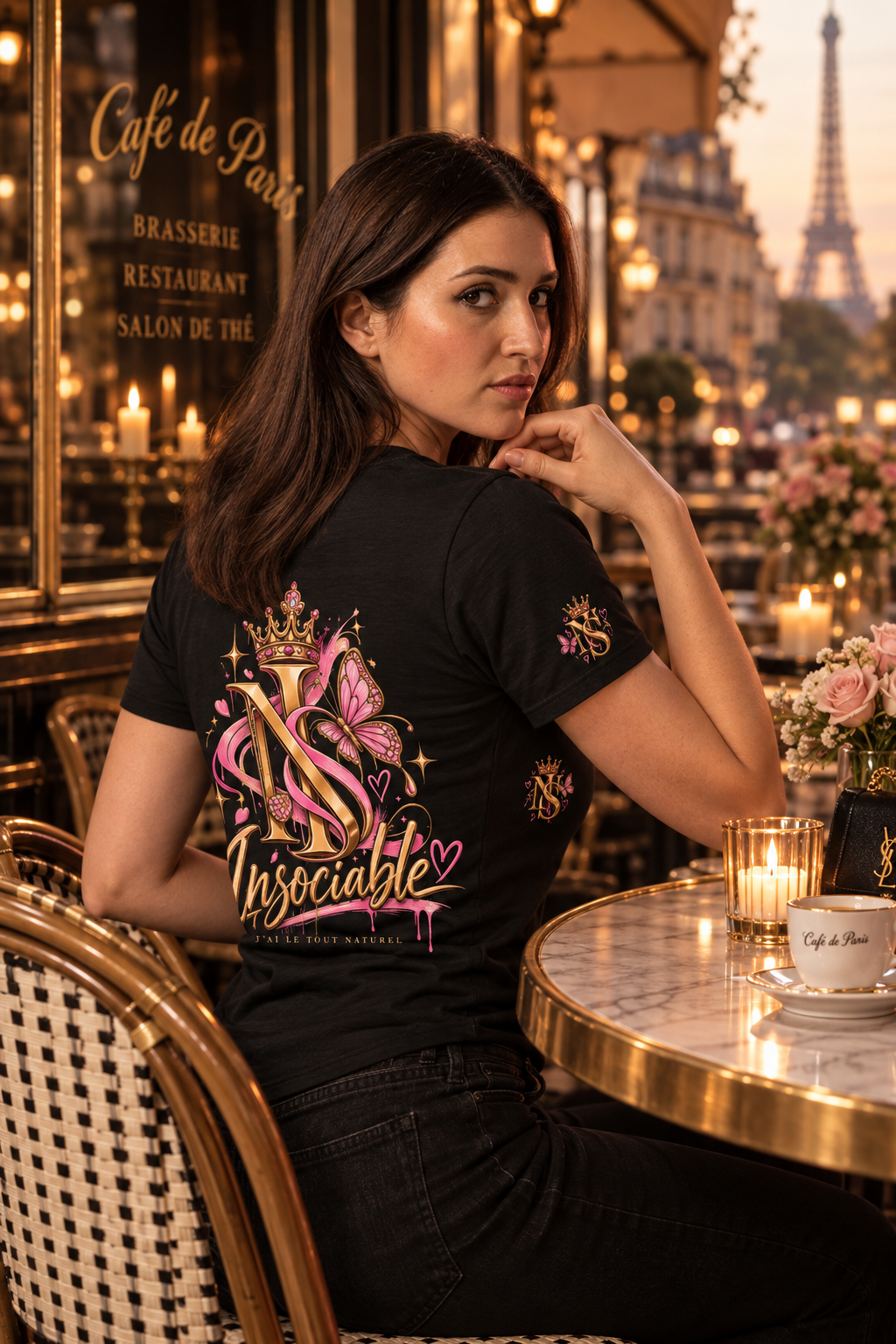 T-Shirt Femme Insociable – Signature Rose & Or