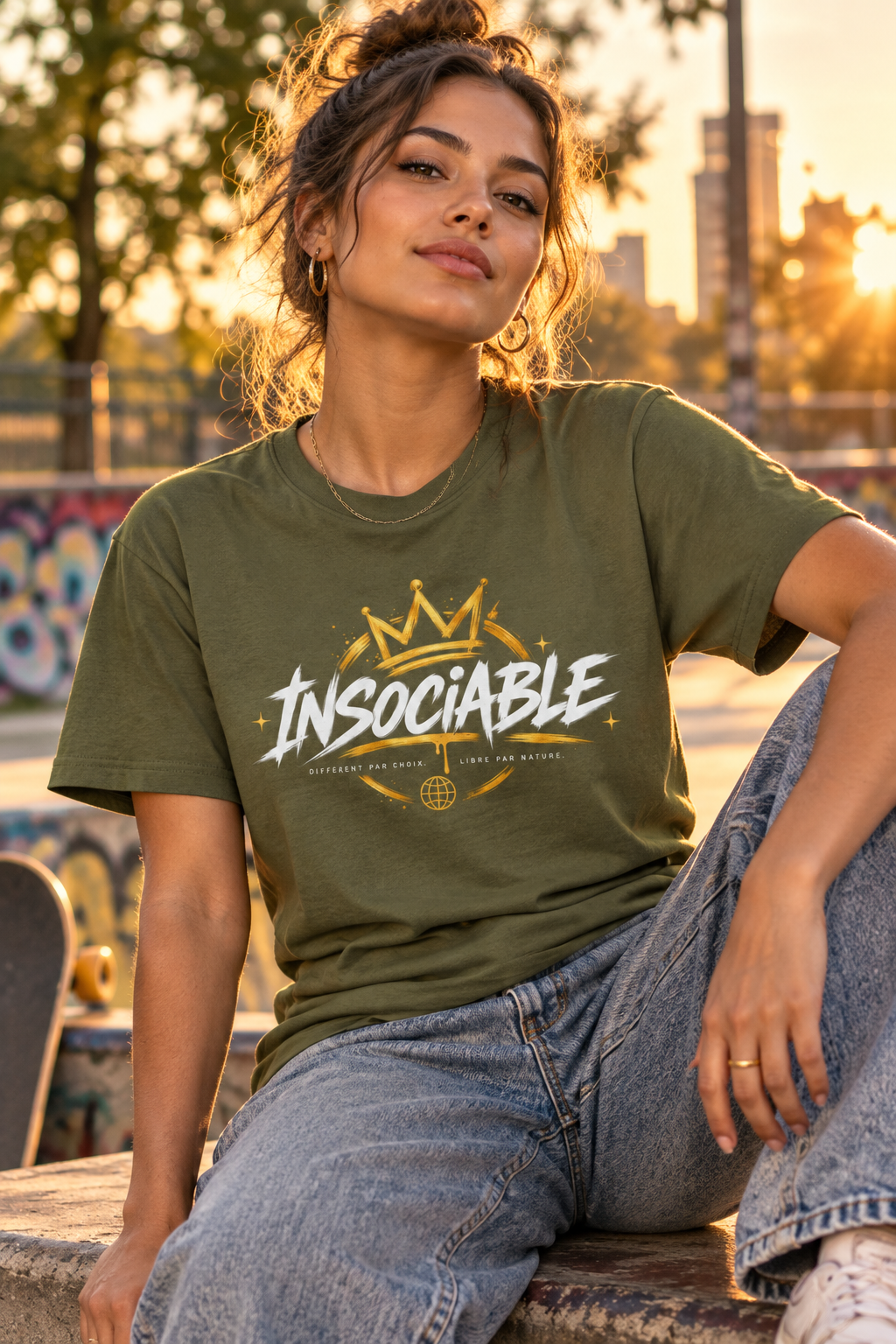 T-shirt Kaki Femme